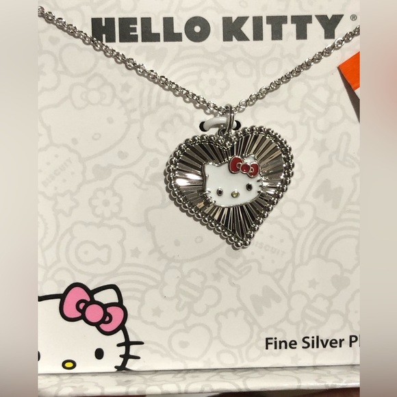 Hello Kitty‎ silver plated heart shaped pendant necklace new in box - Picture 1 of 7
